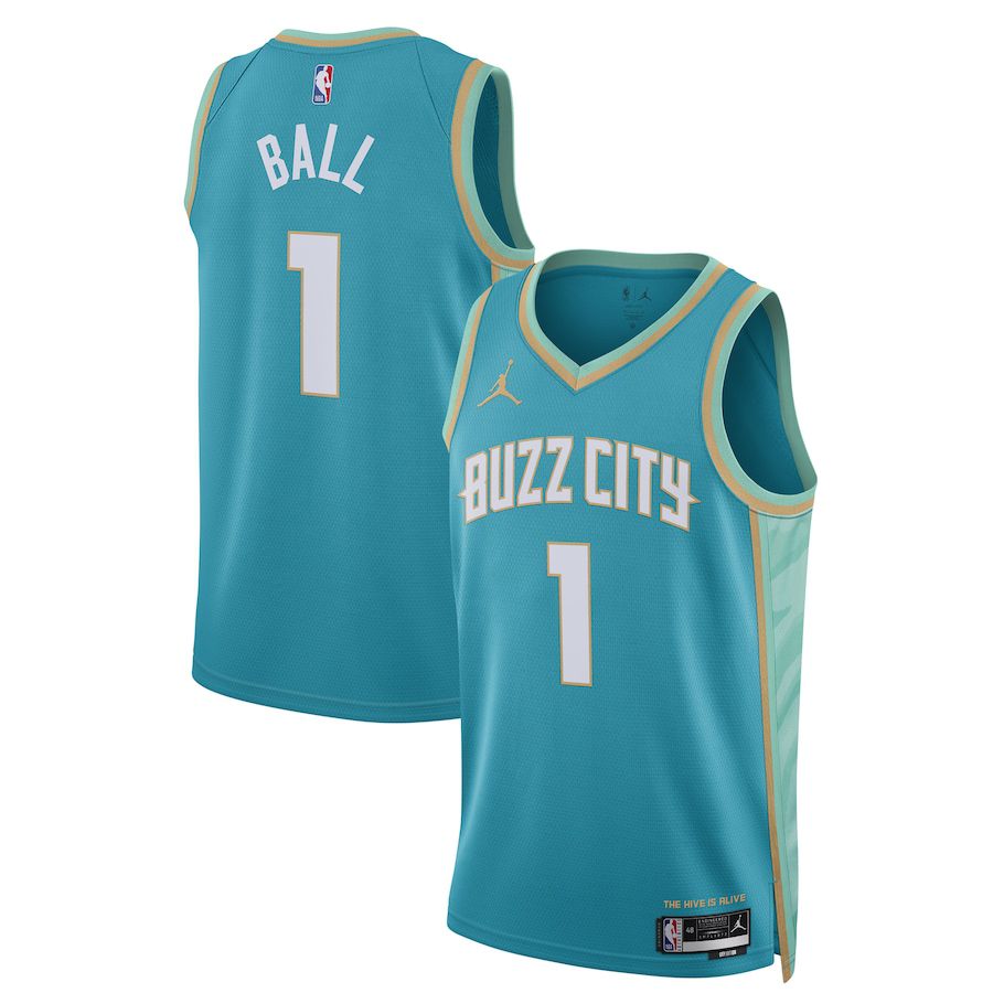 Men Charlotte Hornets #1 LaMelo Ball Jordan Brand Teal City Edition 2023-24 Swingman NBA Jersey